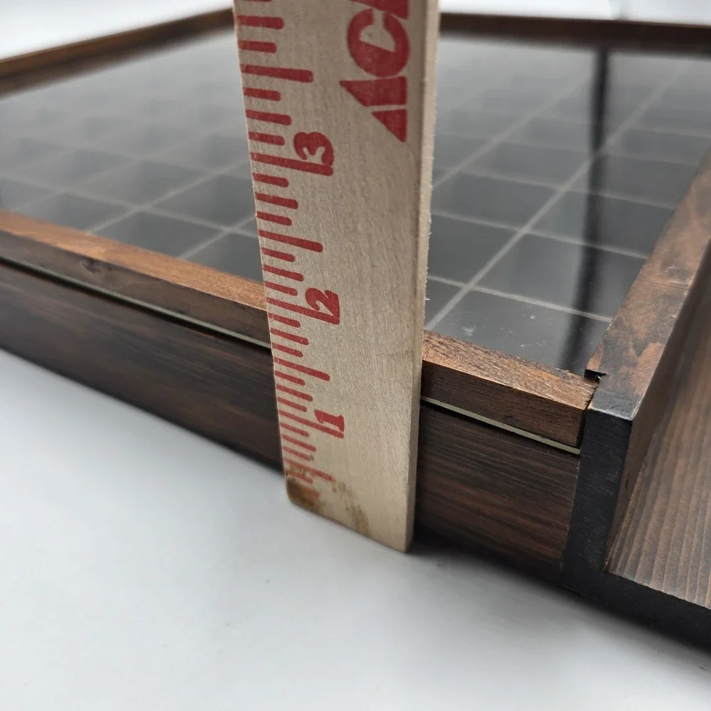 Vtg Miniatures Display Case Cabinet Wood Sliding Plexiglass Front 100 Cubbies